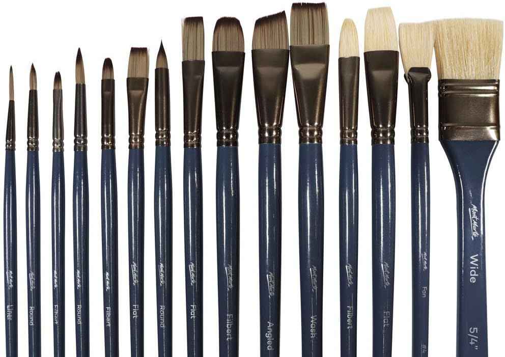 Mont Marte Ensemble de pinceaux de qualité supérieure 15 pièces, étui en rouleau avec fermeture magnétique