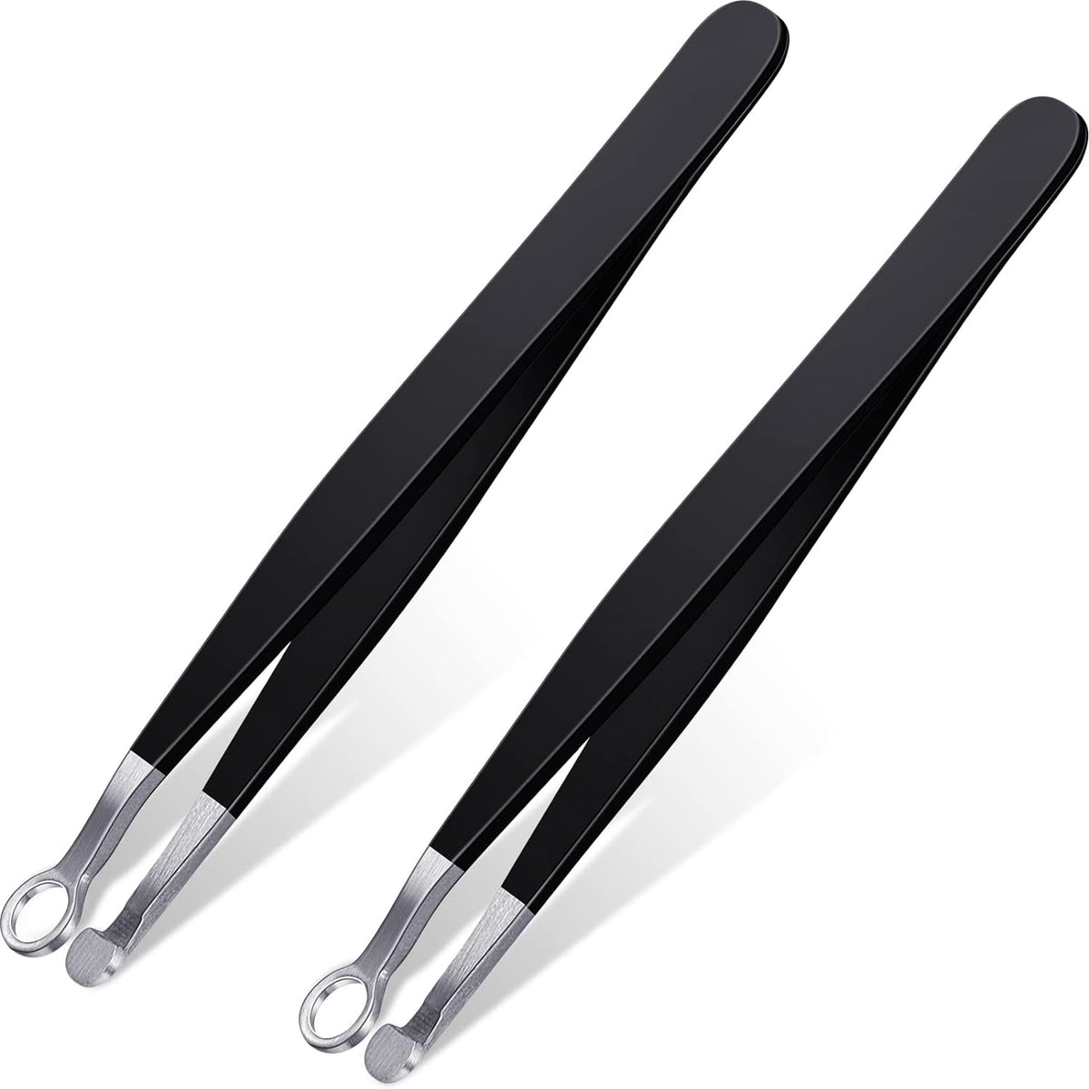 Nose Hair Tweezers Stainless Steel Round Head 2 Pack Black