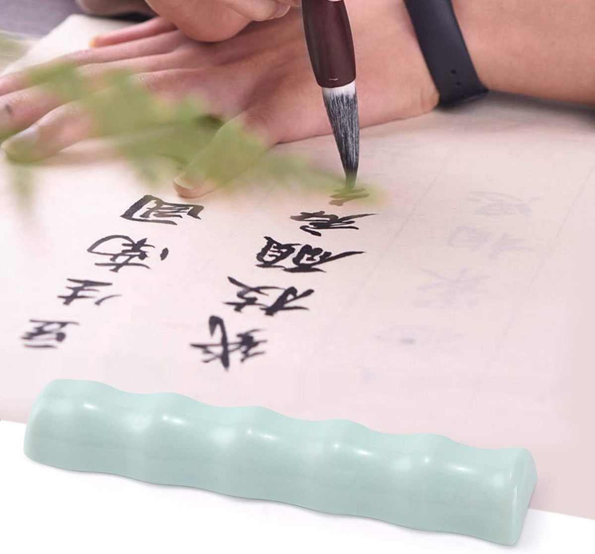 Chinese kalligrafie presse-papier, 2 stuks imitatie jade borstelsteunhouder