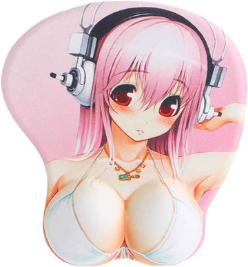 Tapis de souris de soutien de repose-poignet en silicone de gros seins de fille de bande dessinée sexy et douce