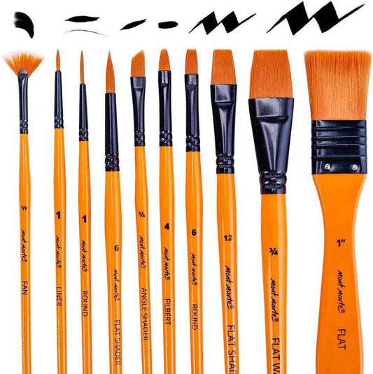Mont Marte 10-teiliges Kunstpinsel-Set für Acrylmalerei