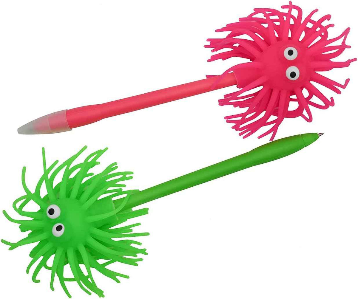 6 PCS Cute Sea Urchin Shaped Pens Soft Rubber Ballpoint Pens