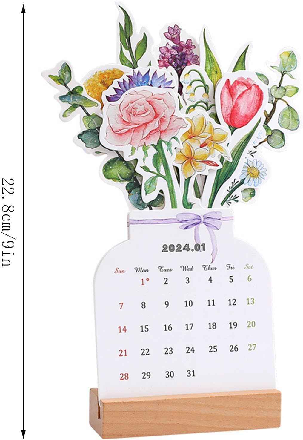 2026 Bloomy Flowers Desk Calendar Monthly Planner Vase Shaped