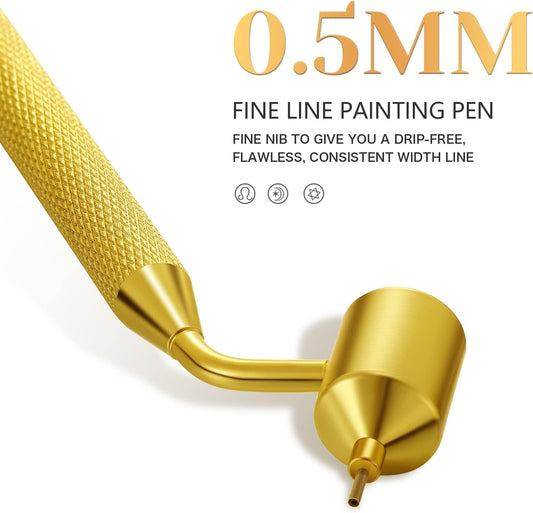 2 Stück Farbstift für schräge Details, feine Linien, goldfarben, 0,5 mm Spitze