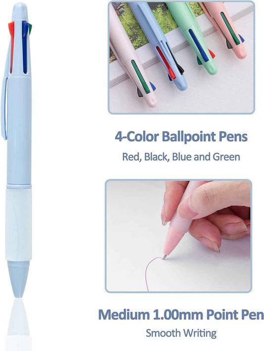 8 Pack BallPoint Multi Pens 4-in-1 Colored Pens (1.0mm)