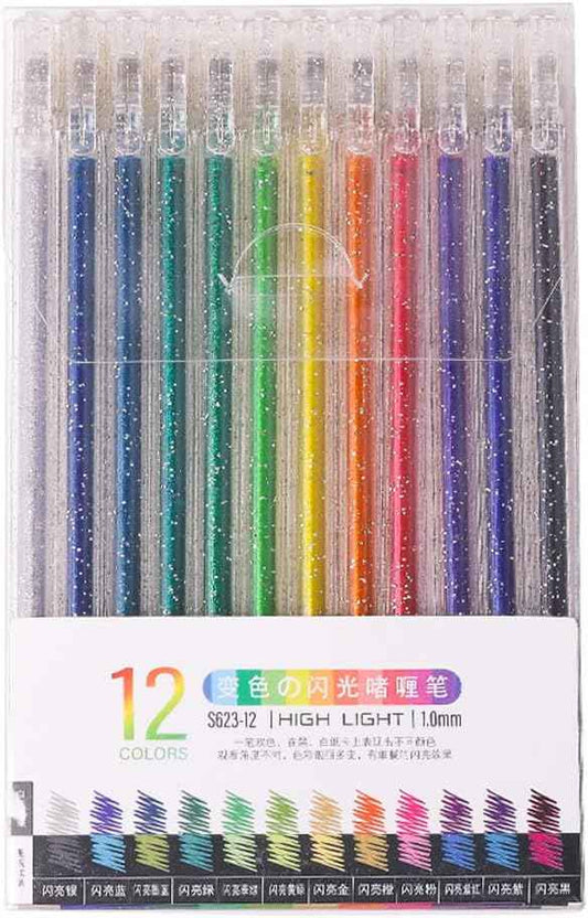 6/12/18 Farben Glitzerstift-Set für Kinder und Erwachsene zum Ausmalen, Zeichnen, Basteln, Kritzeln
