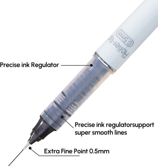 M&G Bolígrafo líquido de punta fina de 0,5 mm con tinta negra, paquete de 6