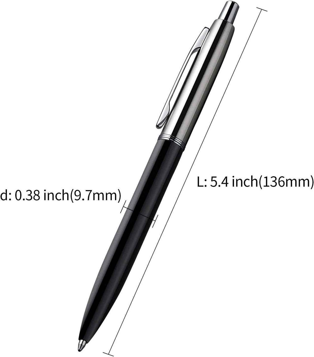 3Pcs Retractable Stainess Steel Metal Ballpoint Pens,6 Replaceable Refills