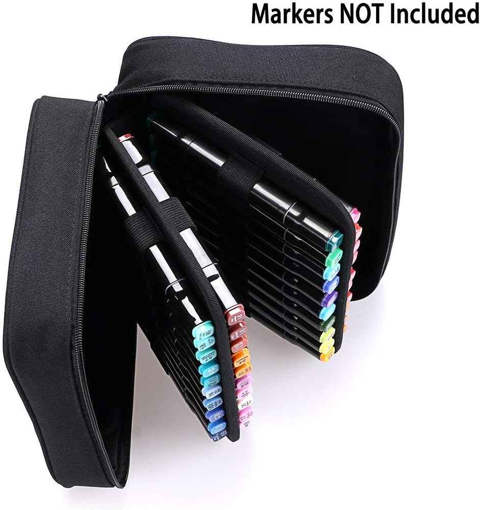 Estuche de transporte para marcadores artísticos con 40 ranuras, organizador de lápices labiales, color negro