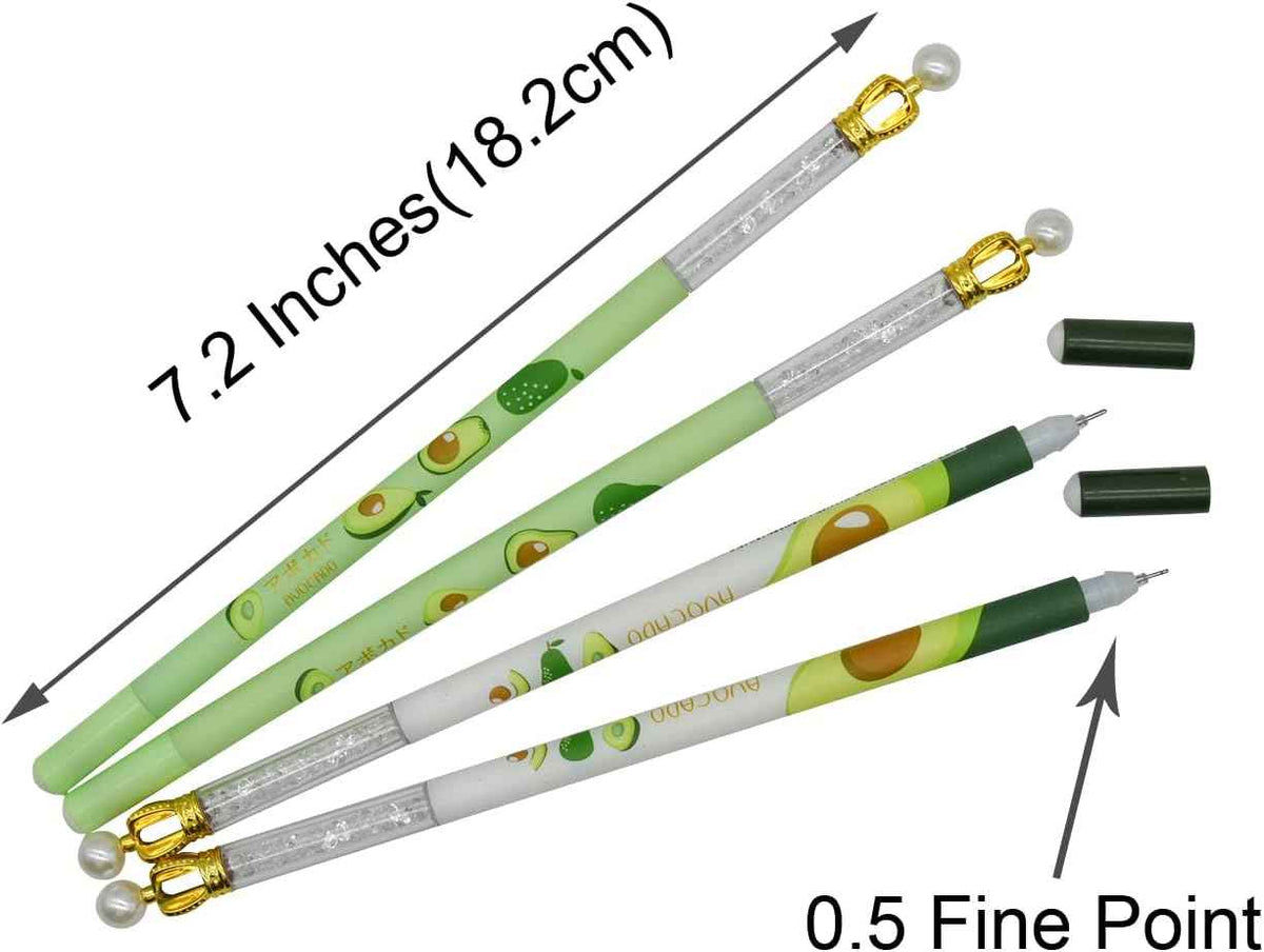 12 stuks sappige avocado glanzende kroon gelpennen 0,5 mm zwarte inkt voor kinderen school