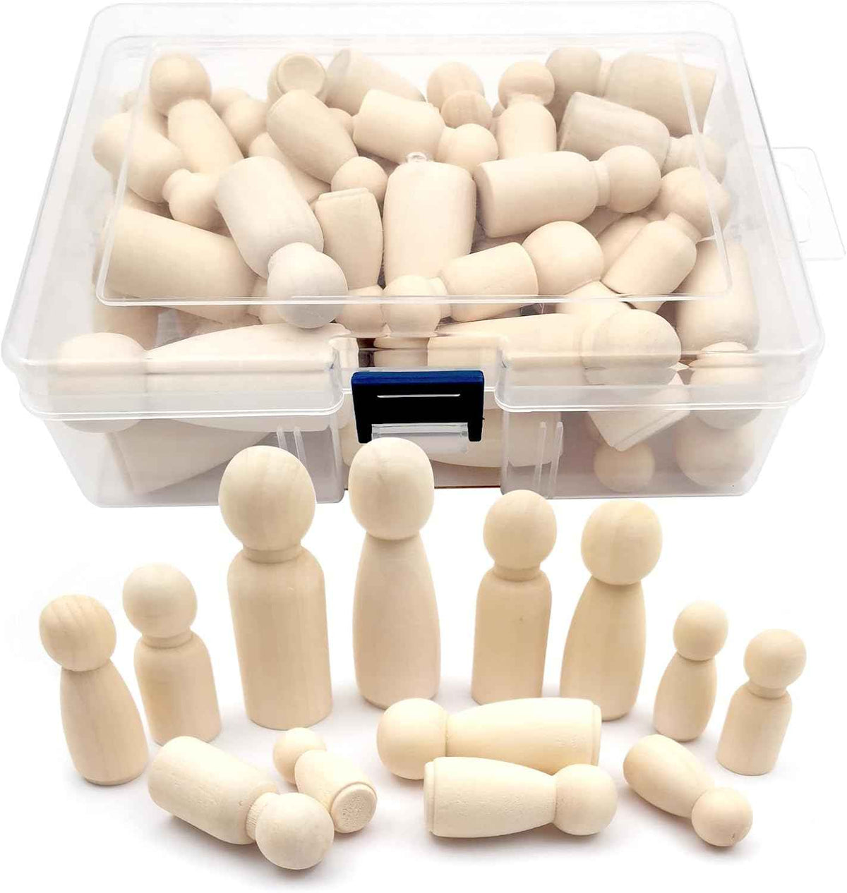 50-pack onvoltooide houten peg-poppen voor kinderen DIY Art Craft Painting