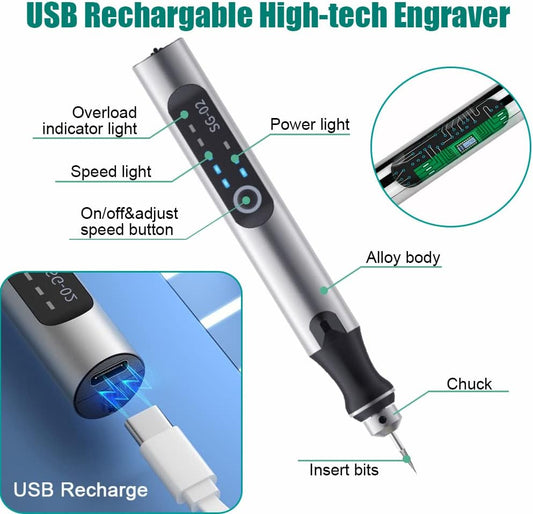 USB-wiederaufladbarer MINI-Stift für Schmuckgravurmaschinen mit 35 Bit