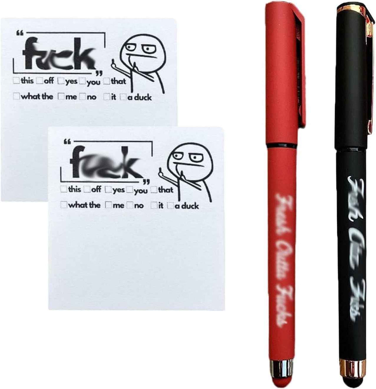 Fresh Outta Fucks Block und Stift mit lustigen Aufklebern, 2er-Pack