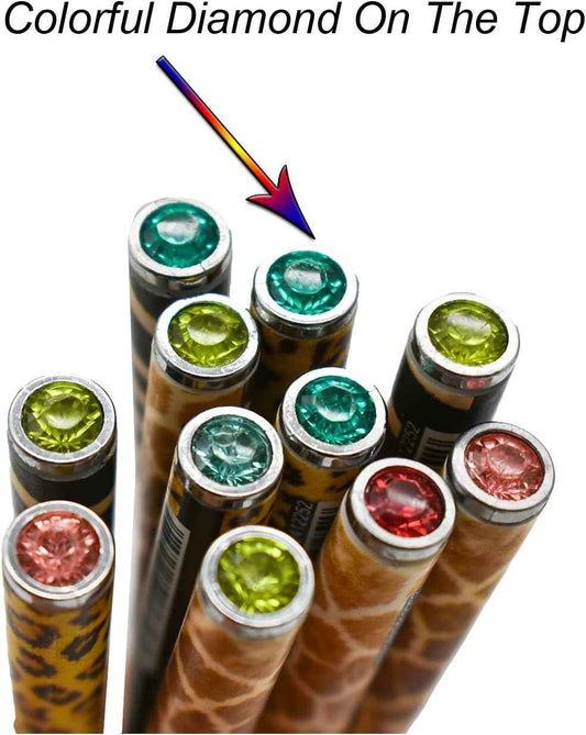 Stylos Gel à motif girafe imprimé léopard, 12 pièces, encre noire diamant 0.38mm Extra Fine