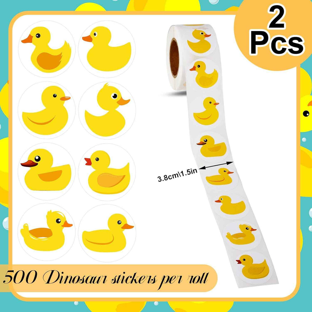 1000Pcs Yellow Duck Stickers for Bag Water Bottle 1.5 Inch