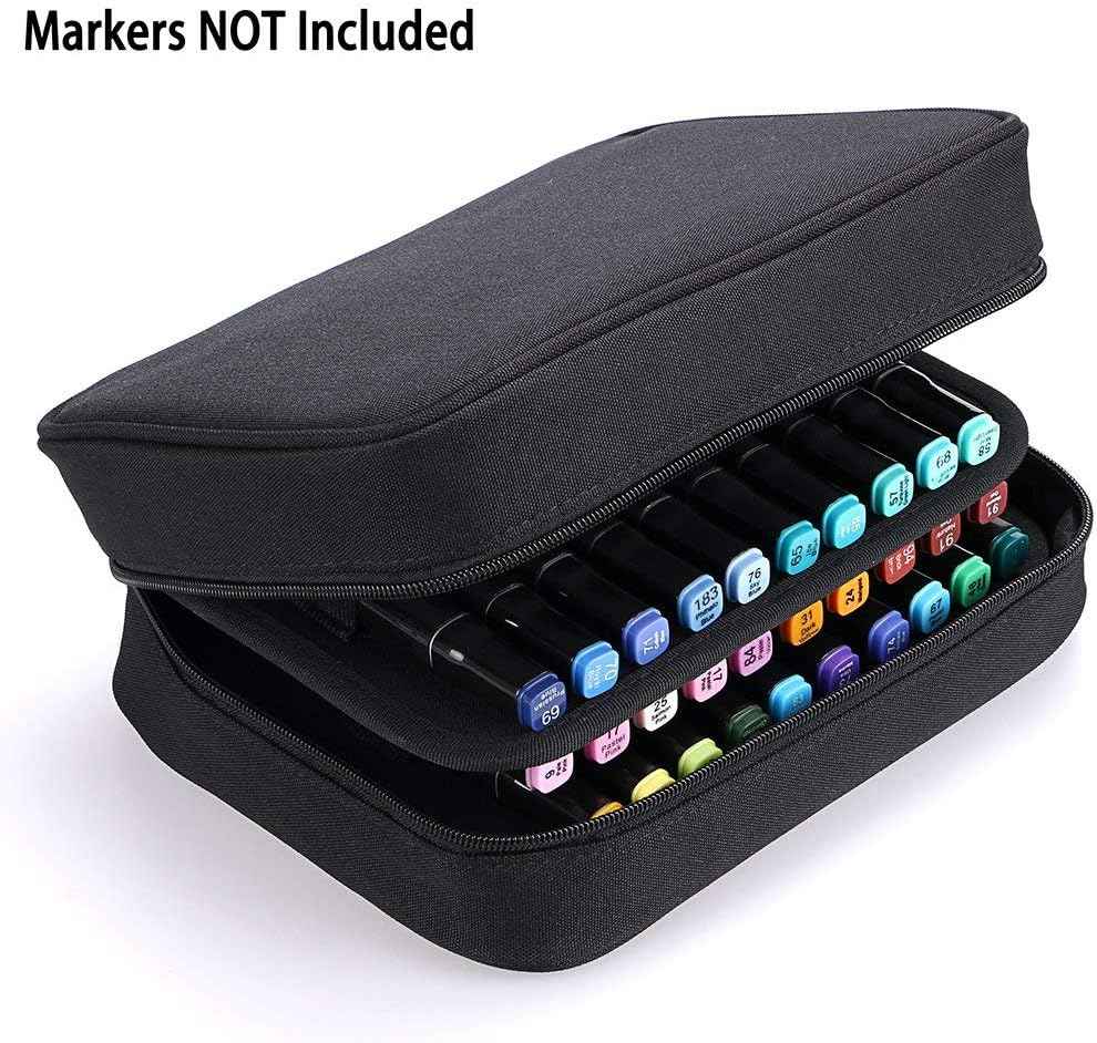 Estuche de transporte para marcadores artísticos con 40 ranuras, organizador de lápices labiales, color negro
