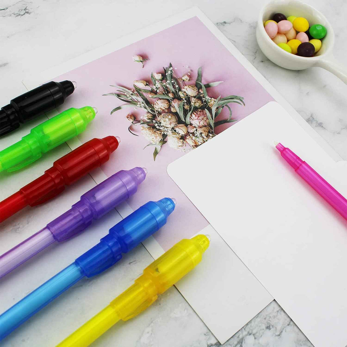 7pcs Invisible Ink Spy Pen with UV Light for Kids Secret Message