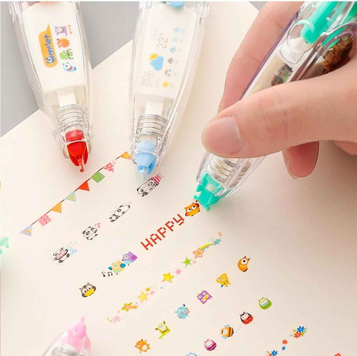 6Pcs DIY Cute Animals Decorative Pen Lace Pattern Correction Tape