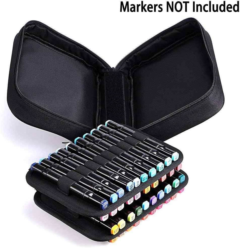 Estuche de transporte para marcadores artísticos con 40 ranuras, organizador de lápices labiales, color negro