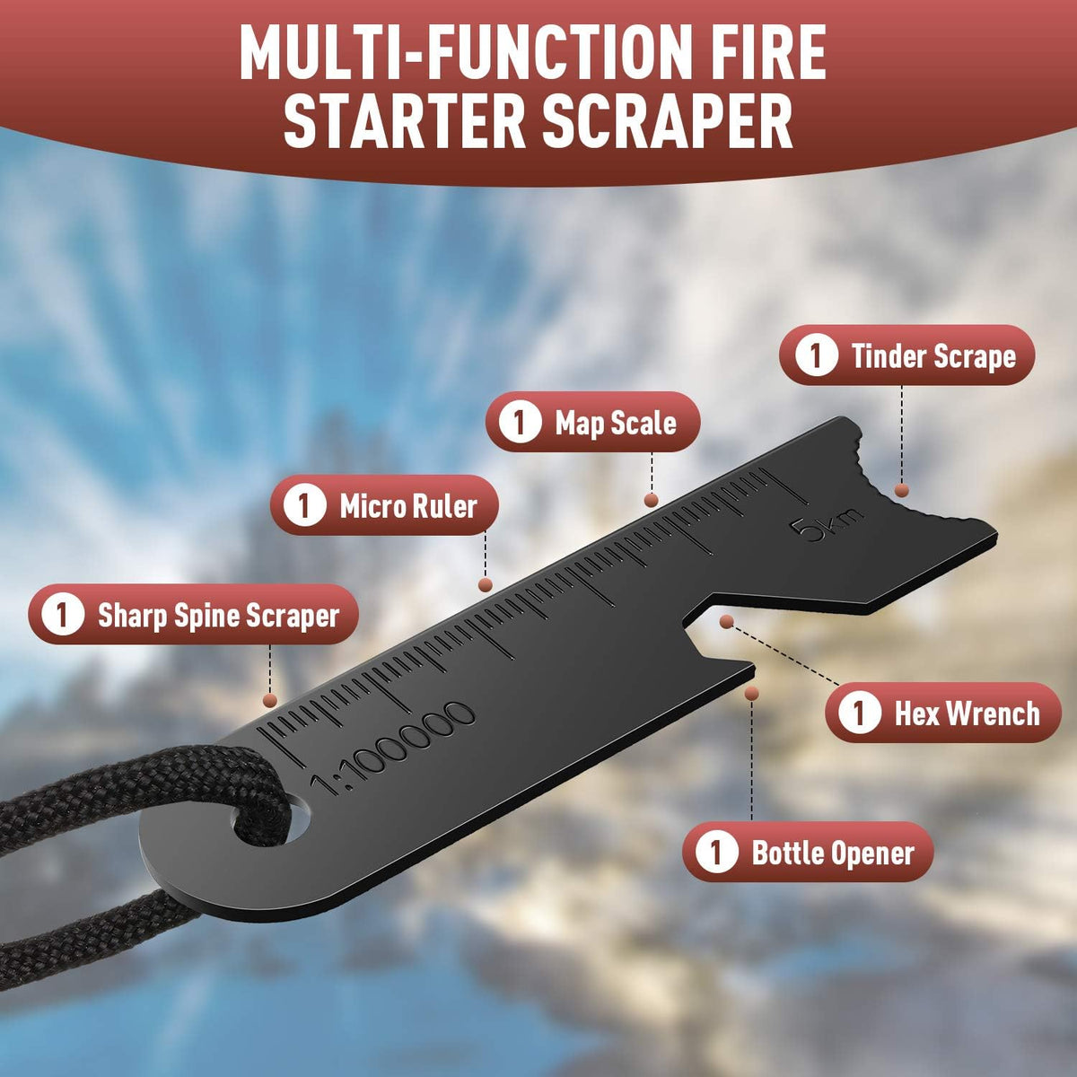 10Pcs Striker Scraper Ferrocerium Rod Fire Starter with Keychain Ring