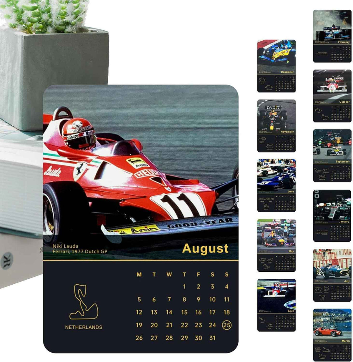 Calendrier mensuel mural de Formule 1 2024 pour les fans de F1