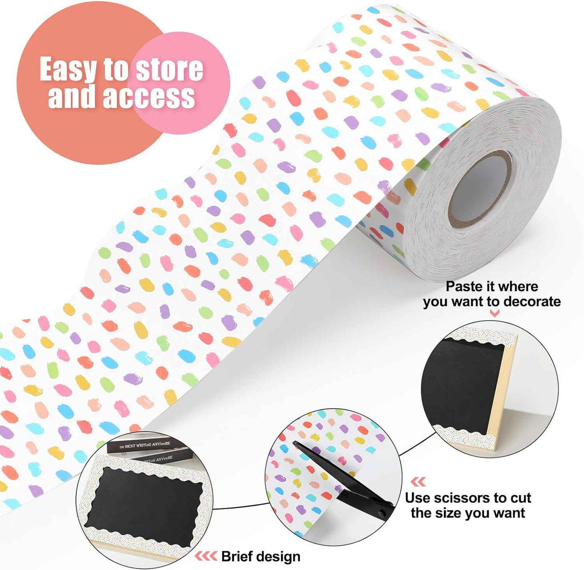 65 Feet Bulletin Board Dots Decorative Trim Borders