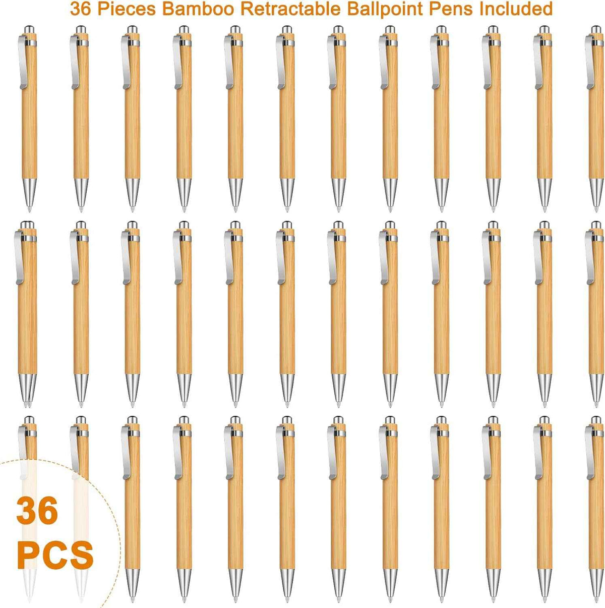 Bamboe Houten Intrekbare Balpen Zwarte Inkt 1 mm Pennen 12/24/36 Pack