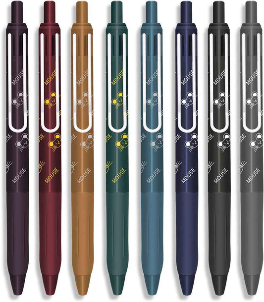 COLNK Colored Gel Pens with Retro Ink Retractable,0.5mm,8 Pack