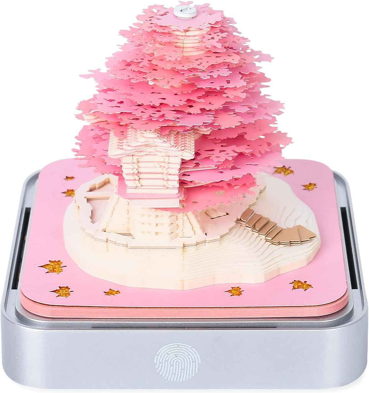 2026 Desk Calendar With LED Lights Sakura Tree House Pink Green Pink Tree Calendar