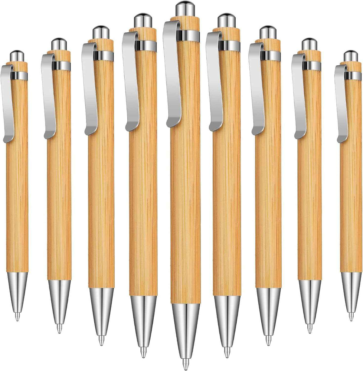 Bamboe Houten Intrekbare Balpen Zwarte Inkt 1 mm Pennen 12/24/36 Pack