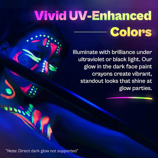 Kit de crayons de peinture UV et de peinture pour le visage, 12 couleurs, brillent dans le noir