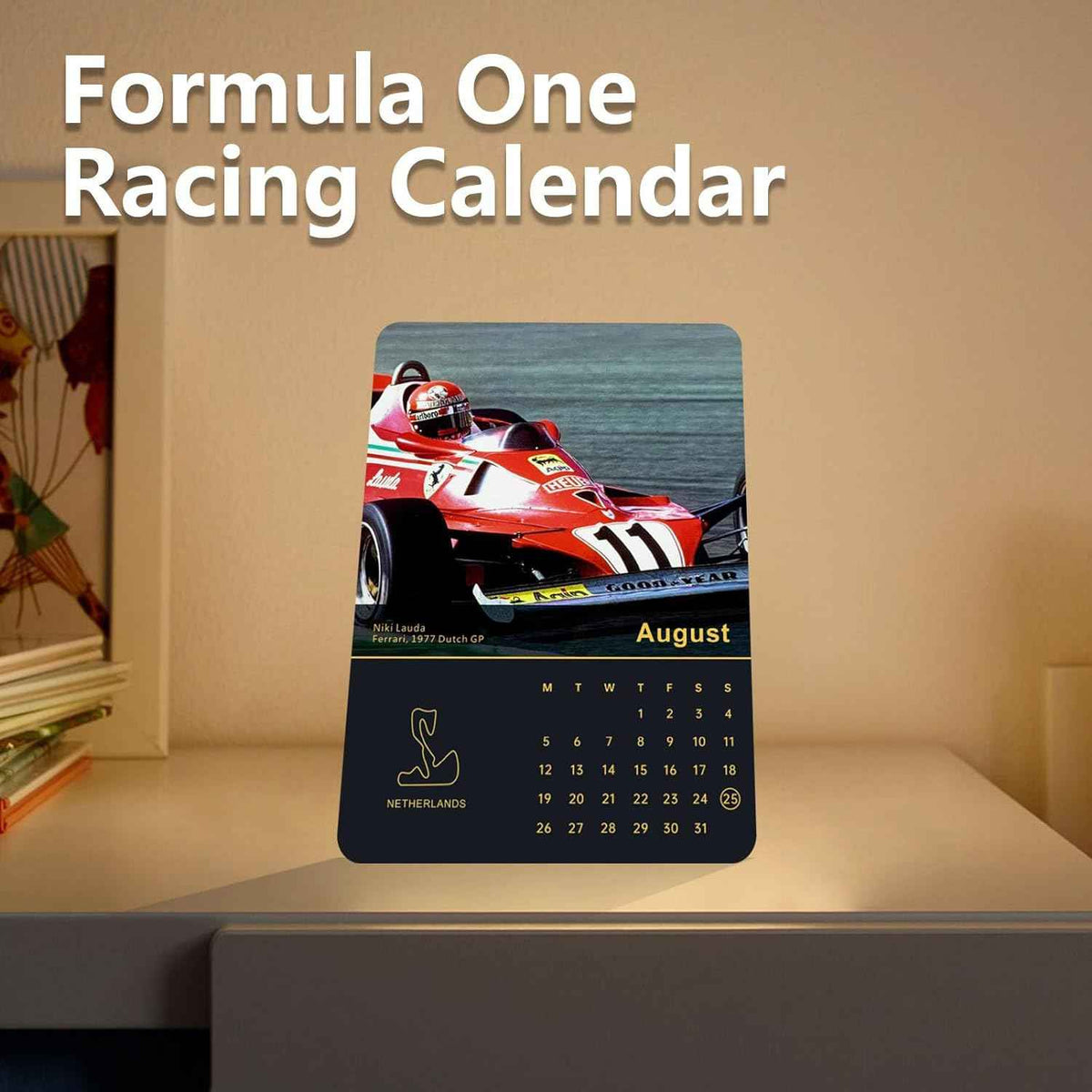 Calendrier mensuel mural de Formule 1 2024 pour les fans de F1