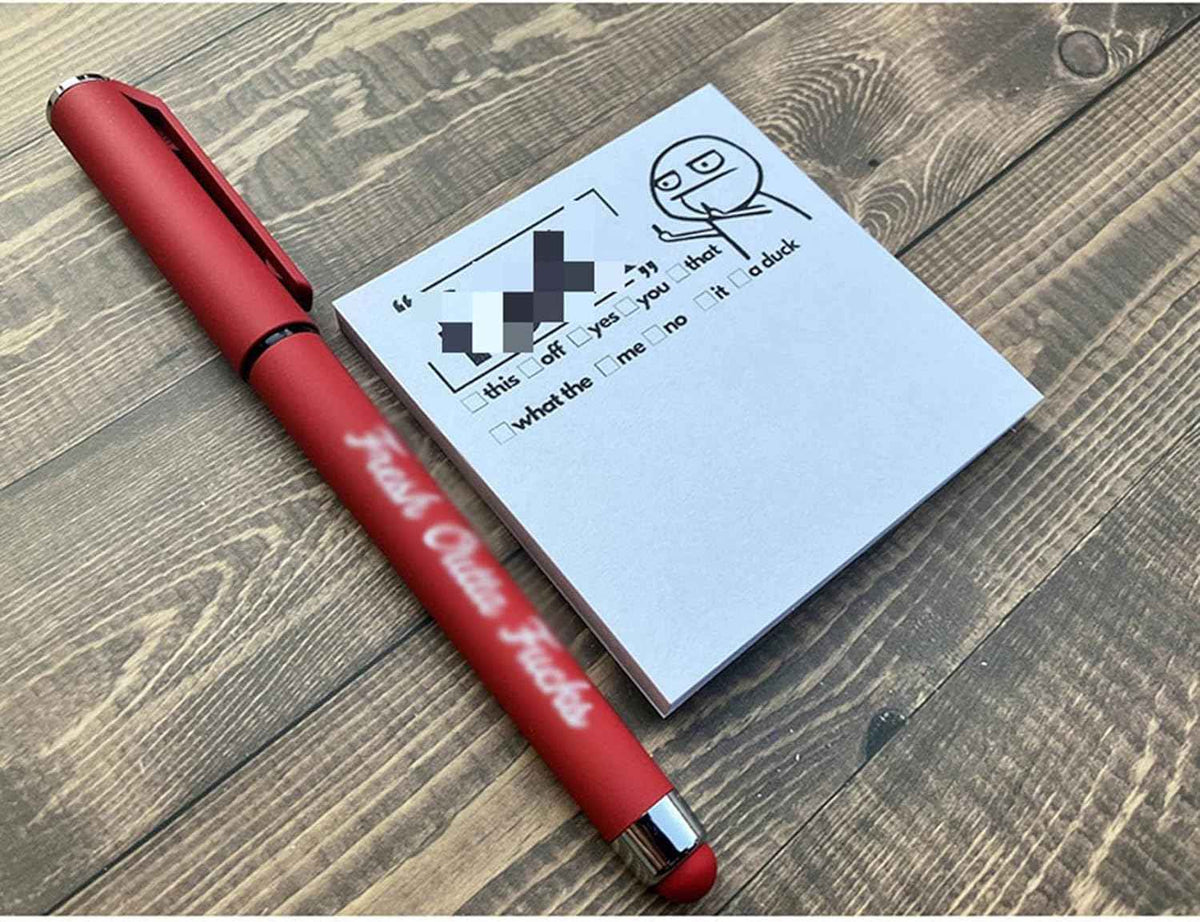 Fresh Outta Fucks Block und Stift mit lustigen Aufklebern, 2er-Pack