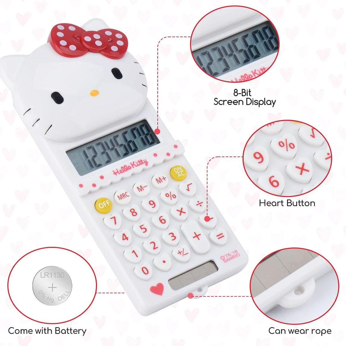 Cute Cat Kitty Kids Calculator 8 Digit with LCD Display