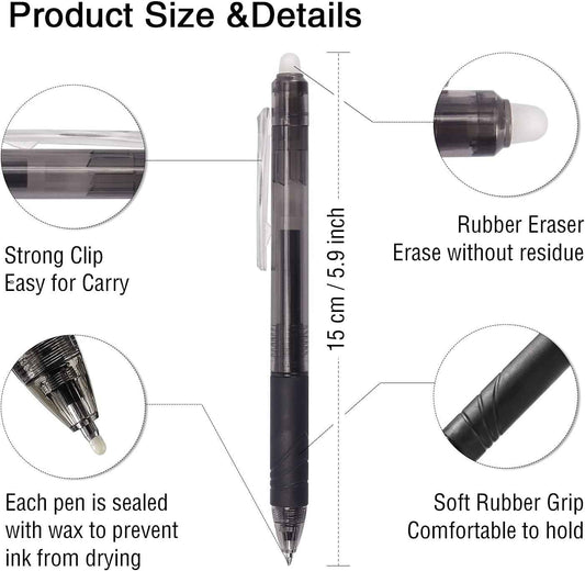 8er-Pack einziehbare, löschbare Gelstifte, Clicker, feine Spitze, 0,7 mm
