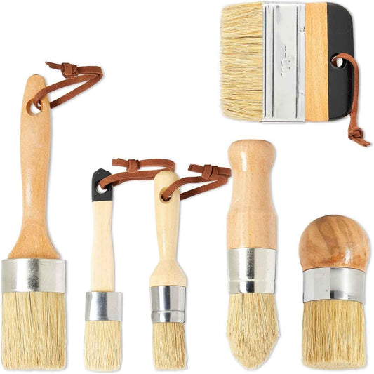 6-teiliges Kreidewachs-Pinsel-Set mit Wildschweinborsten