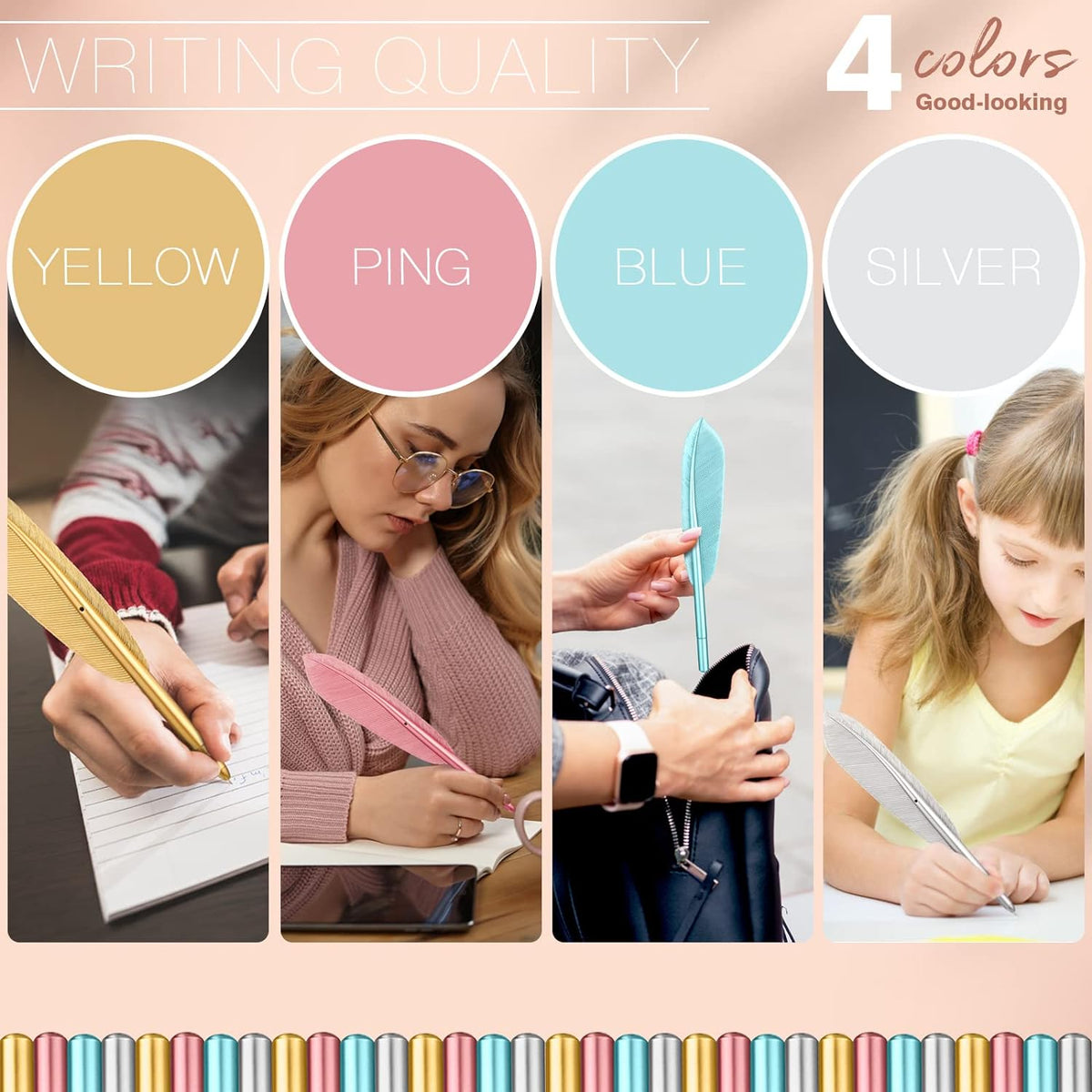 8pcs Artificial Feather Ballpoint Ink Pens