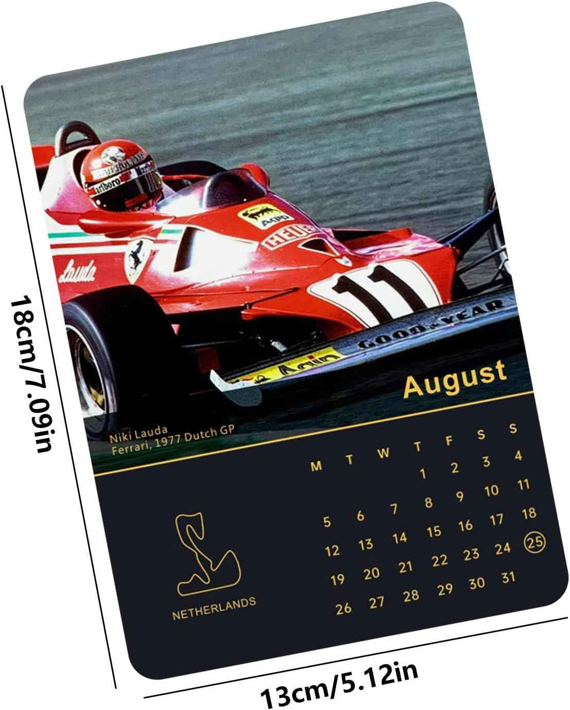 Calendrier mensuel mural de Formule 1 2024 pour les fans de F1