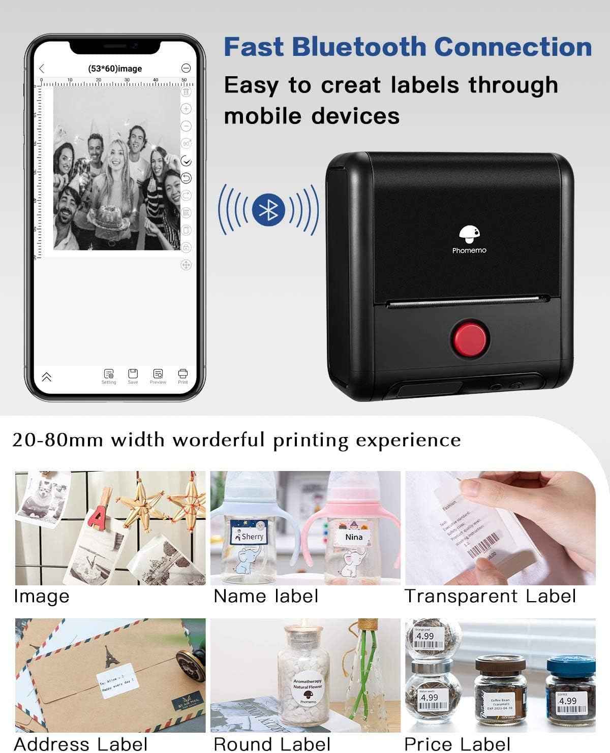 Phomemo M200 etikettmaskin, Bluetooth termisk etikettskriver (Type-C lader)