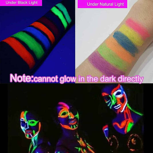 6 im Schwarzlicht leuchtende UV-Gesichtsmalstift-Marker für Kinder