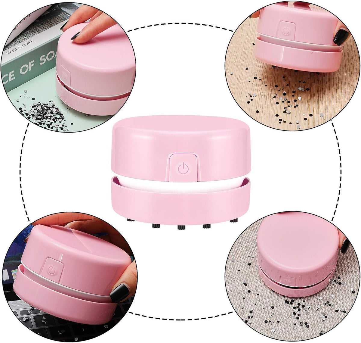 2Pcs Mini Desktop Vacuum Cleaner Blue Pink