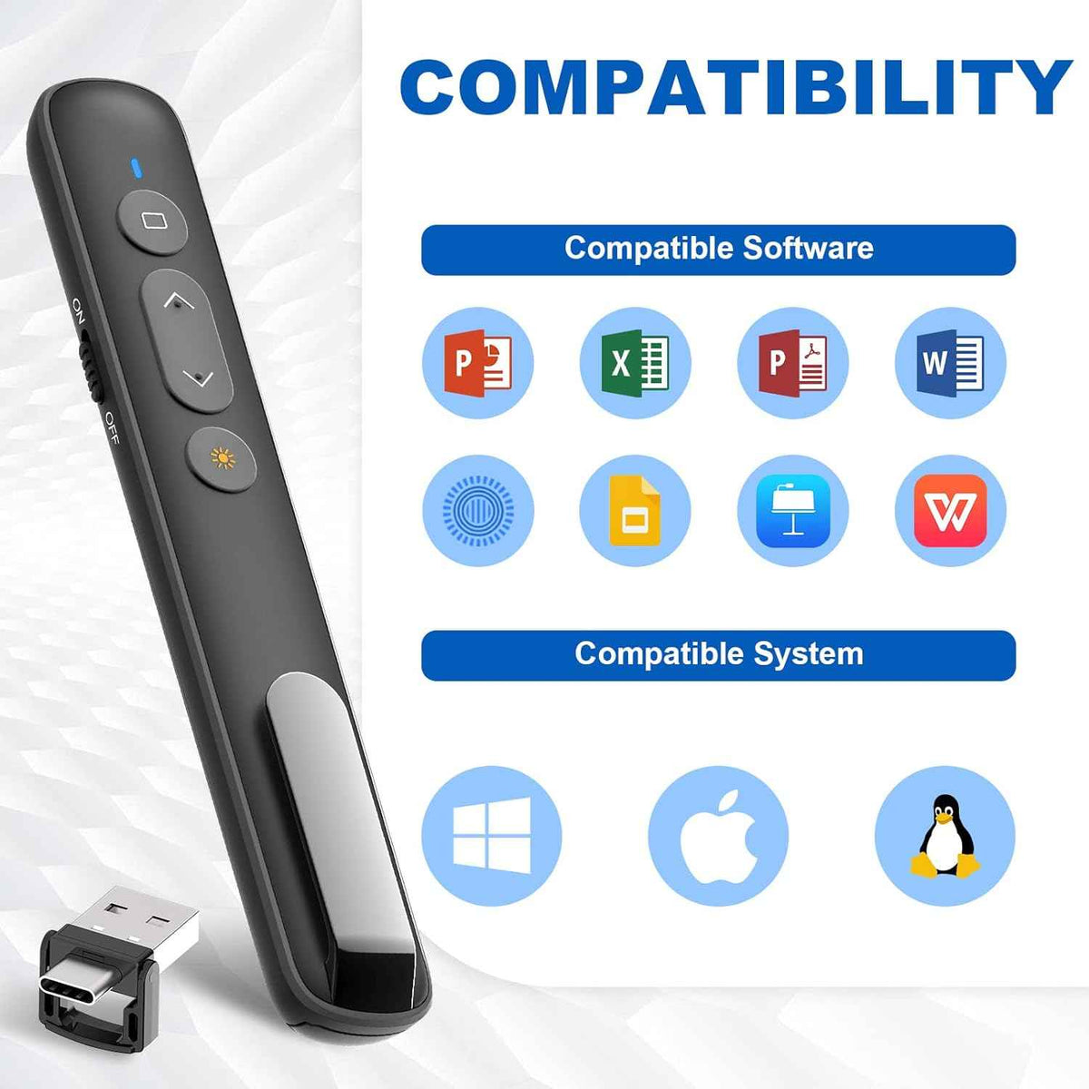 Rood/groene laserpresentatieklikker PowerPoint Wireless Presenter Remote