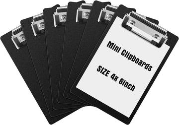 6 Stück Mini-Klemmbretter, 10,2 x 15,2 cm, für kleine Notizblöcke, Quittungen, Tickets, Schwarz