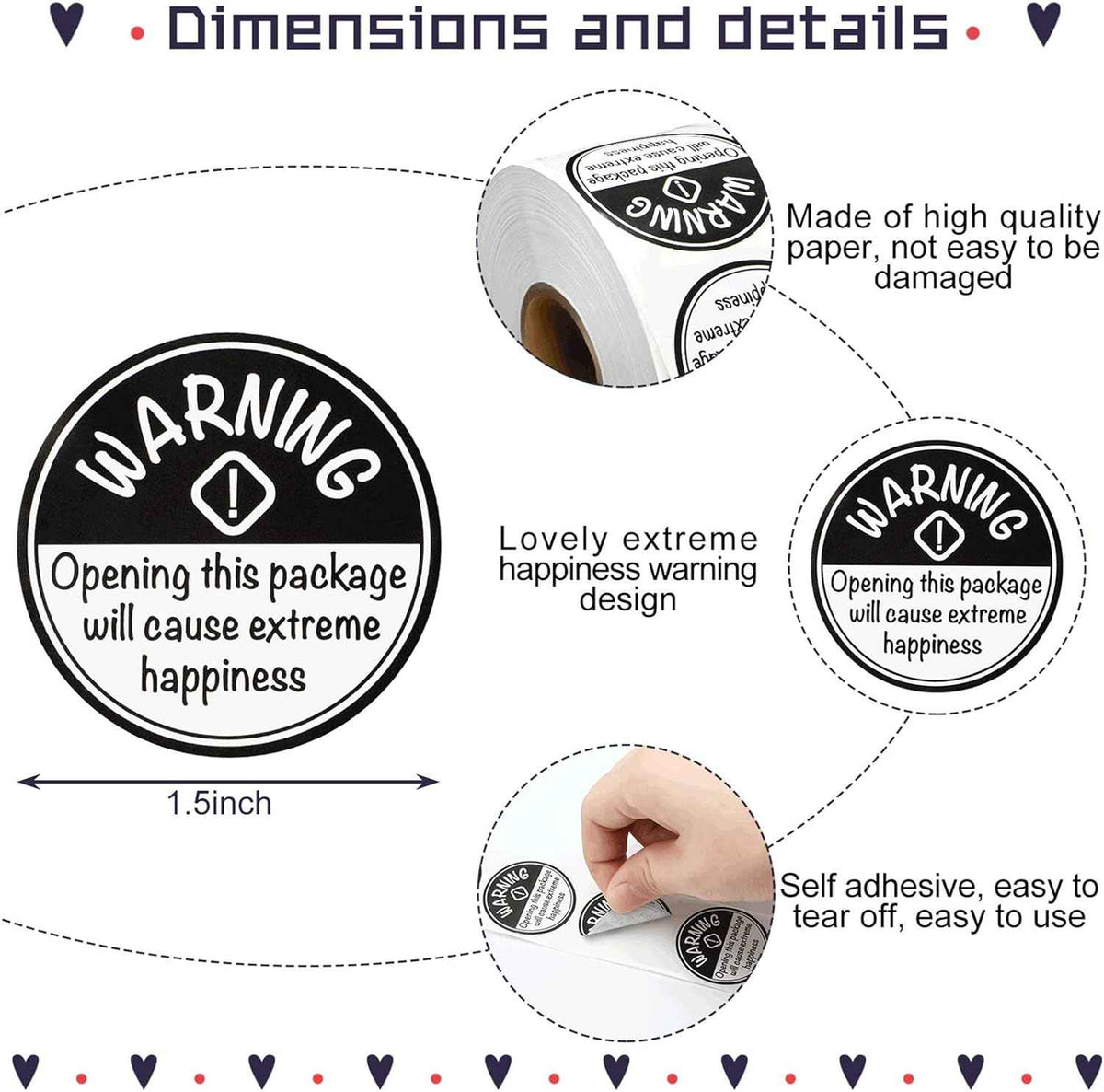 1000 Stück Extreme Happiness Aufkleber Runde selbstklebende Etiketten 1,5 Zoll