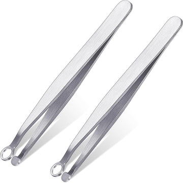 Nose Hair Tweezers Stainless Steel Round Head 2 Pack Silver