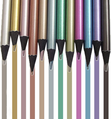 12 lápices de dibujo de colores metálicos.
