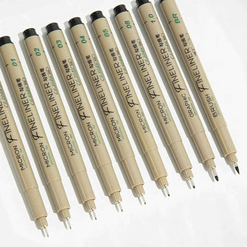 M&G 9Pcs Micron Fineliner Pens Nålespissmarkører Svart blekk