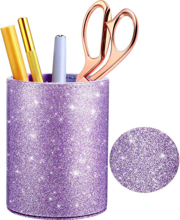 PU-Stifthalter mit Glitzer, glänzend, für Damen und Mädchen, luxuriöser Make-up-Pinselhalter