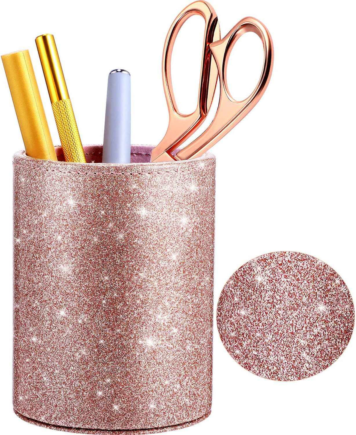 PU-Stifthalter mit Glitzer, glänzend, für Damen und Mädchen, luxuriöser Make-up-Pinselhalter