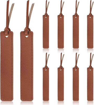 Handmade Genuine Leather Bookmarks 10 Pack Brown